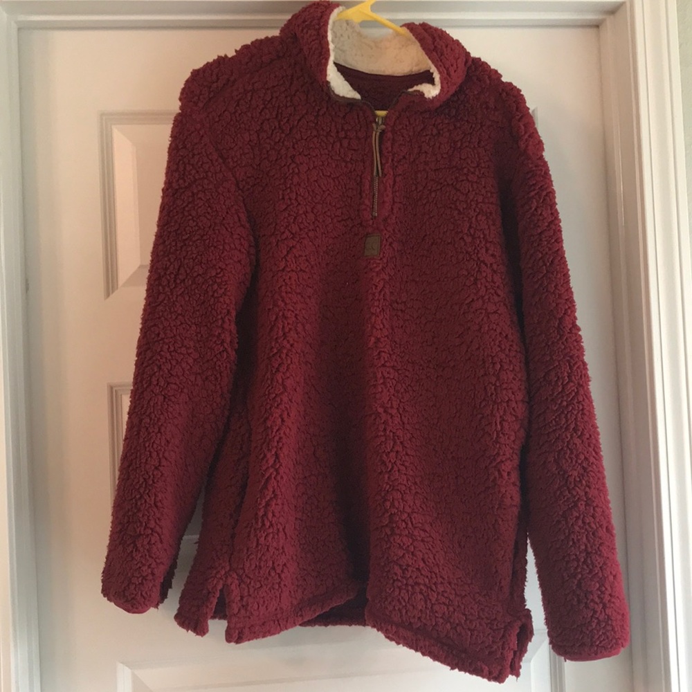 Maroon Girlie Girl Sherpa Pullover